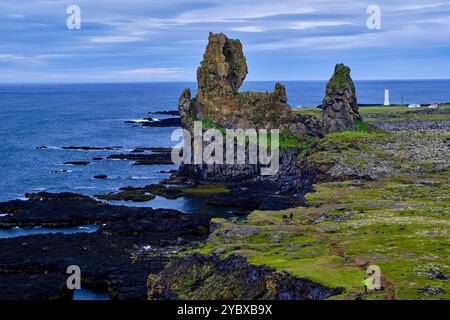 Island, Region Vesturland, Halbinsel Snaefellsnes, Klippen von Lóndrangar Stockfoto