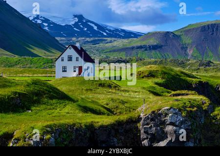 Island, Region Vesturland, Halbinsel Snaefellsnes, Dorf Arnarstapi Stockfoto