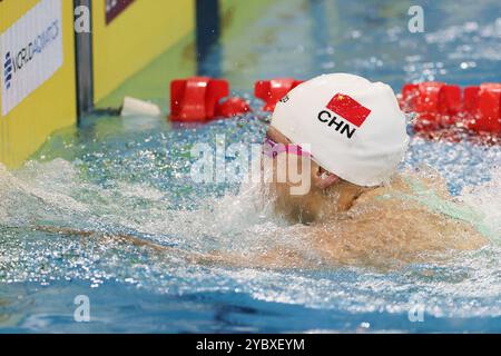 Shanghai, China. Oktober 2024. Tang Qianting aus China tritt beim 50-m-Brustfinale der Frauen bei der World Aquatics Swimming World Cup 2024 in Shanghai, China, am 20. Oktober 2024 an. Quelle: Wang Xiang/Xinhua/Alamy Live News Stockfoto