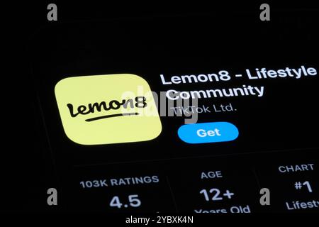 Shanghai, China-20. Oktober 2024: Symbol und Logo der Lemon8-App Stockfoto