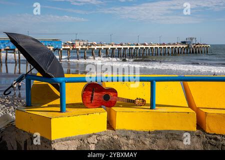 El Salvador, La Libertad, El Muelle (Pier, Dock, Kai) der Stadt La Libertad Stockfoto