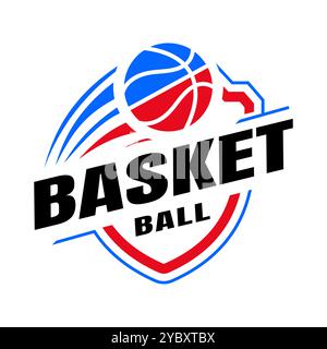 American Sports Basketballclub Logo, Basketballclub. Turnier-Basketballclub-Emblem mit Schildelementen, Designvorlage Stock Vektor