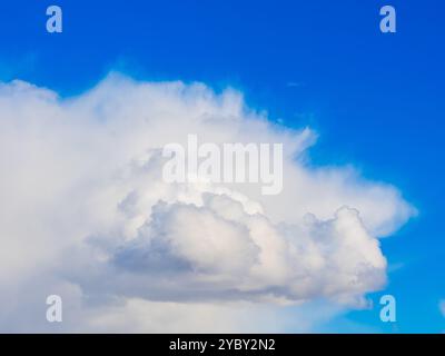 Herrliche weiße Wolken schweben in einem leuchtend blauen Himmel über der malerischen Landschaft Schwedens und betonen eine ruhige, atmosphärische Szene. Stockfoto