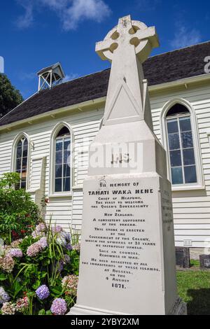 Ein Denkmal für den Maori-Führer Tamati Waka Nene in der Christ Church, Russell, Bay of Islands, Nordinsel, Neuseeland Stockfoto