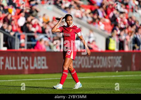 St Helens, Großbritannien. Sonntag, 20. Oktober 2024, Barclays Women’s Super League: Liverpool FC Women vs Crystal Palace Women im St. Helens Stadium. Taylor Hinds während des Spiels. James Giblin/Alamy Live News. Stockfoto