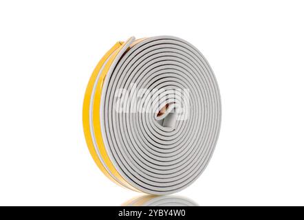 Tür- und Fensterdichtungen Nahaufnahme, Nahaufnahme, isoliert auf weißem Hintergrund. Stockfoto