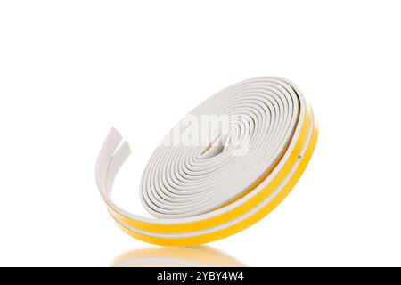 Tür- und Fensterdichtungen Nahaufnahme, Nahaufnahme, isoliert auf weißem Hintergrund. Stockfoto