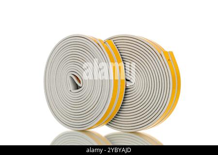 Tür- und Fensterdichtungen Nahaufnahme, Nahaufnahme, isoliert auf weißem Hintergrund. Stockfoto