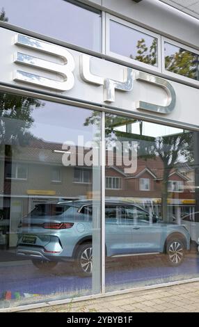 DEUTSCHLAND, Sittensen, Autohaus für chinesische Elektroautos BYD / DEUTSCHLAND, Sittensen, Autohaus für chinesische Elektroautos BYD, Made in China Stockfoto