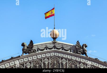 Fassade des Bahnhofs Atocha in Madrid, Spanien Stockfoto