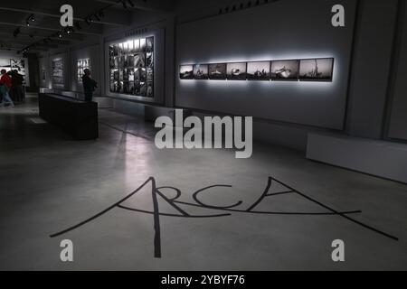 Besucher der Ausstellung in der Gallerie d'Italia in Turin über Mitch Epstein und Aldo Biasucci Stockfoto