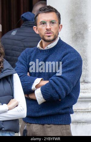 Anthony Bailey dreht Szenen für Jurassic World an der Greenwich University. Stockfoto