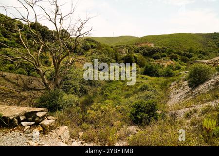 Das verlassene Bergwerk Ingurtosu und die Brassey Washery, Sulcis Iglesiense, Arbus, Provinz Süd-Sardinien, Italien Stockfoto