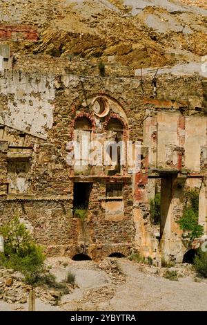 Das verlassene Bergwerk Ingurtosu und die Brassey Washery, Sulcis Iglesiense, Arbus, Provinz Süd-Sardinien, Italien Stockfoto