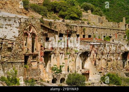 Das verlassene Bergwerk Ingurtosu und die Brassey Washery, Sulcis Iglesiense, Arbus, Provinz Süd-Sardinien, Italien Stockfoto