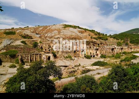 Das verlassene Bergwerk Ingurtosu und die Brassey Washery, Sulcis Iglesiense, Arbus, Provinz Süd-Sardinien, Italien Stockfoto