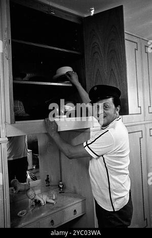 Der argentinische Komiker Alfredo Barbieri während eines Interviews in Buenos Aires, Argentinien, Februar 1975. Stockfoto