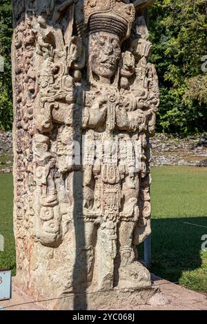 Honduras, Copán Ruinas, Maya-Statue Stockfoto