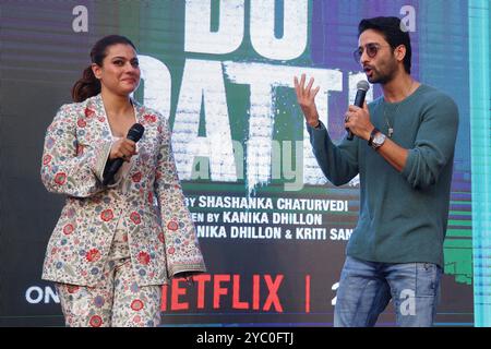 Die Bollywood-Schauspieler Kajol und Shaheer Sheikh werben am 21. Oktober 2024 in Jaipur, Rajasthan, Indien für ihren Film Do Patti. (Foto von Vishal Bhatnagar/NurPhoto)0 Credit: NurPhoto SRL/Alamy Live News Stockfoto