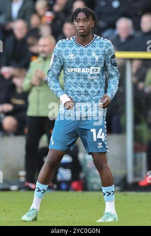 Romaine Mundle of Sunderland während des Sky Bet Championship Match Hull City vs Sunderland im MKM Stadium, Hull, Großbritannien, 20. Oktober 2024 (Foto: Alfie Cosgrove/News Images) Stockfoto