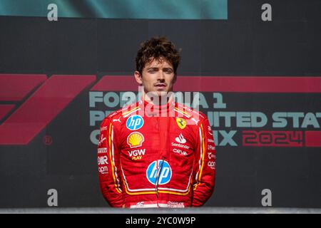 PODIUM des Formel-1-Rennens Pirelli Grand Prix 2024 der Vereinigten Staaten, der vom 18. Bis 20. September 2024 auf dem Circuit of Americas in Austin, TX (USA) stattfindet Stockfoto