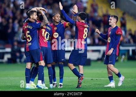 Barcelona, Spanien. Quelle: D. 20. Oktober 2024. Barcelona Team Grop (Barcelona) Fußball/Fußball : spanisches Spiel "La Liga EA Sports" zwischen dem FC Barcelona 5-1 Sevilla FC bei den Estadi Olimpic Lluis Companys in Barcelona, Spanien. Quelle: D . Nakashima/AFLO/Alamy Live News Stockfoto