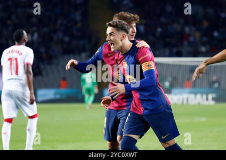 Barcelona, Spanien. Quelle: D. 20. Oktober 2024. Gavi (Barcelona) Fußball/Fußball : spanisches Spiel "La Liga EA Sports" zwischen dem FC Barcelona 5-1 Sevilla FC bei den Estadi Olimpic Lluis Companys in Barcelona, Spanien. Quelle: D . Nakashima/AFLO/Alamy Live News Stockfoto