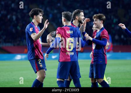 Barcelona, Spanien. Quelle: D. 20. Oktober 2024. Barcelona Mannschaftsgruppe (Barcelona) Fußball/Fußball : spanisches Spiel "La Liga EA Sports" zwischen dem FC Barcelona 5-1 Sevilla FC bei den Estadi Olimpic Lluis Companys in Barcelona, Spanien. Quelle: D . Nakashima/AFLO/Alamy Live News Stockfoto