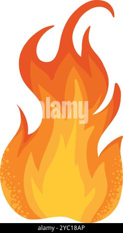 Bunte Feuerflamme. Buntes Lagerfeuer, brennende Feuerbälle und Wildfeuer farbige Flammen flache Vektor-Illustration Icon. Cartoon Feuer auf weißem Hintergru Stock Vektor