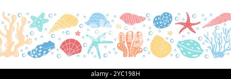 Unterwasser-Korallenriff mit Seestern-Design Stock Vektor