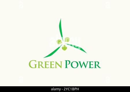 Green Power Windenergie Logo Design Vektor Geschäftsmarke kreative Ideen editierbar Stock Vektor