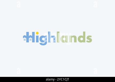 Highlands Immobilien grün Natur Logo Design Vektor Geschäftsmarke kreative Ideen editierbar Stock Vektor