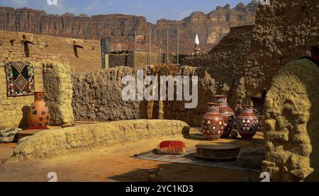 Al Ula, Altstadt, Gebäude, Architektur, Innenhof, Garten, Naher Osten, Saudi-Arabien, Arabische Halbinsel, Naher Osten, Asien Stockfoto