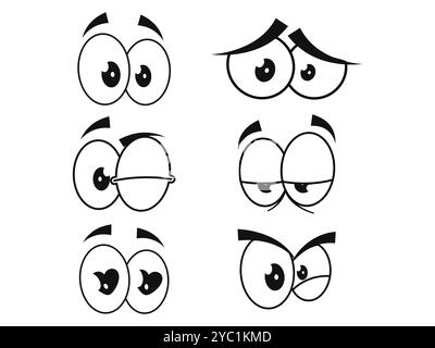 Eyes Character Kollektion Emotionen ausdrucksstarke Gefühle Stare Emoticon Sehkraft Bundle Design Icon Set Kollektion Stock Vektor