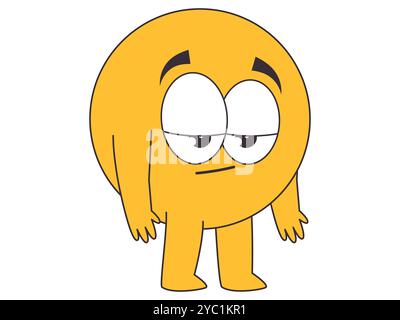Gelangweilter flacher verschlafener Gesichtsausdruck Emoji Emoticon gelbes Charaktergesicht Avatar Gesten Design Symbol Set Stock Vektor