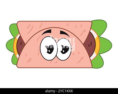 Burrito Mexiko traditionelles Essen Charakter mexikanische Küche farbenfroher Gesichtsausdruck Maskottchen frische Zutaten Design-Symbol Set Stock Vektor