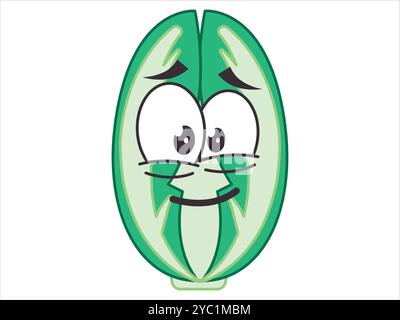 Chinakohl grüne Farbe Gesichtsausdruck Gemüsecharakter Veggie Maskottchen buntes ausdrucksstarkes Icon Set Design Stock Vektor
