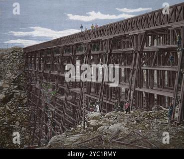 USA. Die Dale Creek Bridge, Wyoming. Die technischen Wunder der Union Pacific Railroad. War 225 Feet hoch und 500 Fuß lang. Die Abgebildete Lon Stockfoto