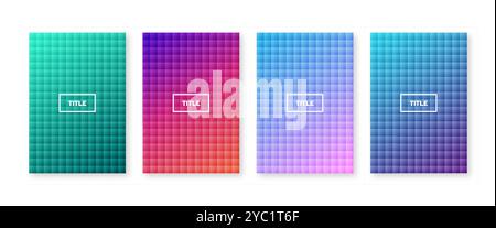 Buntes geometrisches Abdeckungsset. Quadratisches minimales Poster Stock Vektor