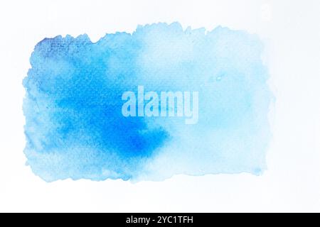 Blaue Aquarellfarbe, Farbverlaufsfarbenkombination auf Zeichenpapier als Hintergrund verwenden Stockfoto