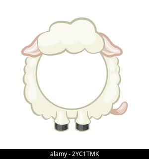 Niedlicher, runder Schafrahmen. Cartoon-Avatar für UI-Spiele. Leerer Tierrahmen für die Dekoration, den Druck oder die Aufkleber Ihrer Kinder Stock Vektor