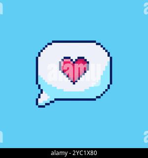 Pixel Art Speech Bubble Heart Game Asset Design Stock Vektor