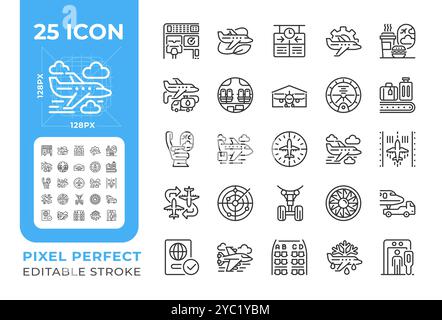 Lineare Symbole für die Luftfahrt eingestellt Stock Vektor