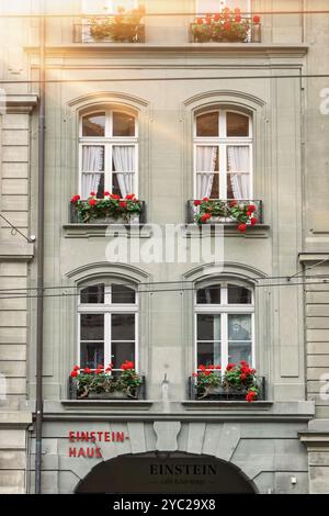 Einsteinhaus, Einstein Haus in Bern, Schweiz. Museum und ehemalige Residenz von Albert Einstein. Hier wurde die Relativitätstheorie entwickelt. Stockfoto