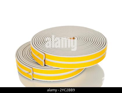 Tür- und Fensterdichtungen Nahaufnahme, Nahaufnahme, isoliert auf weißem Hintergrund. Stockfoto