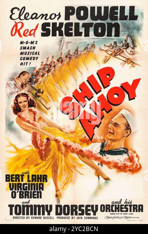 Schiff Ahoy (MGM 1942) Eleanor Powell, Red Skelton, Tommy Dorsey und sein Orchester - Musical, altes Filmplakat Stockfoto