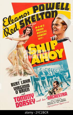 Schiff Ahoy (MGM, 1942) Eleanor Powell, Red Skelton, Tommy Dorsey und sein Orchester - Musical, altes Filmplakat Stockfoto