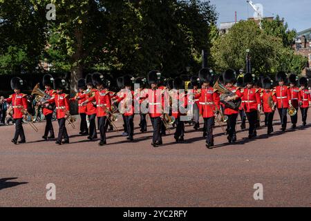 Walisische Wachen während eines Wachwechsels vor dem Buckingham Palace in London, England Stockfoto