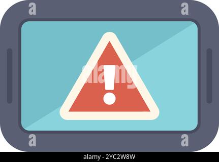 Das Mobiltelefon zeigt ein Warnschild mit einem Ausrufezeichen auf dem Bildschirm an Stock Vektor
