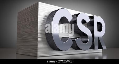 CSR, Corporate Social Responsibility - Metall-typographisches Konzept - 3D-Illustration Stockfoto